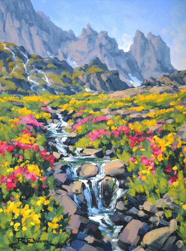 Robert E. Wood, Alpine Meadow, Logan Pass, GNP, oil, 12" x 9"